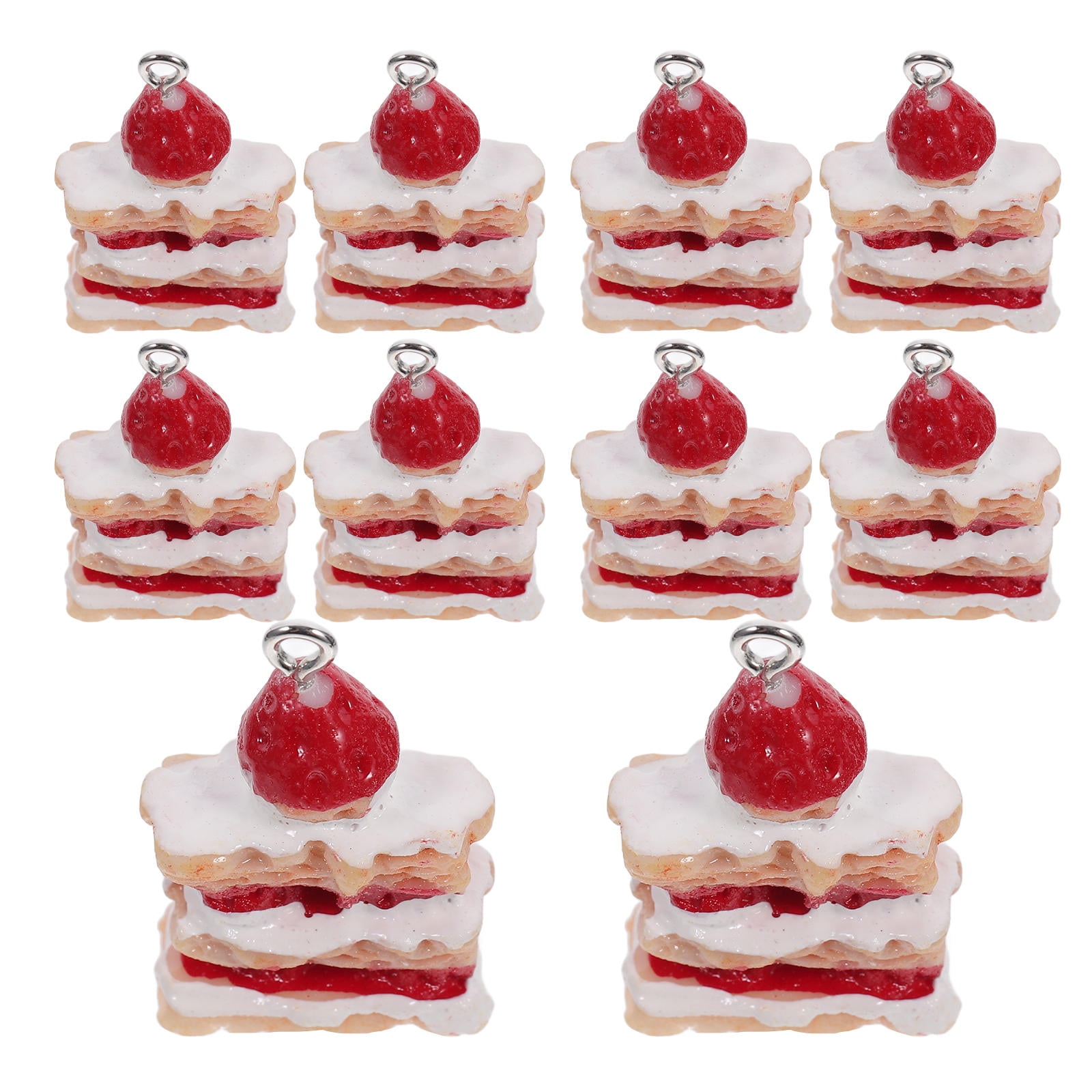 LOLIPPYY 10Pcs Resin Strawberry Cake Charms… product image