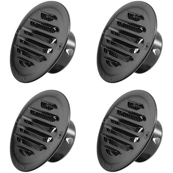 4 Pack 3 Inch Stainless Steel Soffit Vents Round Black Soffit Vent Screen Vent Flat Ducting Air Vents with Built-in Fine Mesh for Kitchen, Bathroom, Garage, Office and Warehouse Ventilation