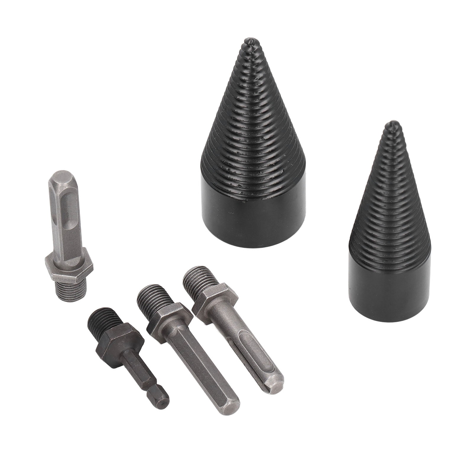 Wood Splitter Drill Bit, 6 Pcs Heavy Duty Cone Drill Bits Wear Proof With 4 Handle For Farm