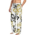 thumbnail image 2 of Uemuo Golden Glitter Butterflies Pattern Men's Wide Leg Palazzo Lounge Pants with Pockets Light Weight Loose Comfy Casual Pajama Pants-Small, 2 of 9