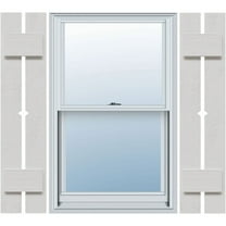 Ekena Millwork 11 1/4"W x 48"H Timberthane Faux Rustic Two Board Spaced Board-n-Batten Faux Wood Shutters w/Diamond Cut Outs, Rough Cedar (Per Pair)