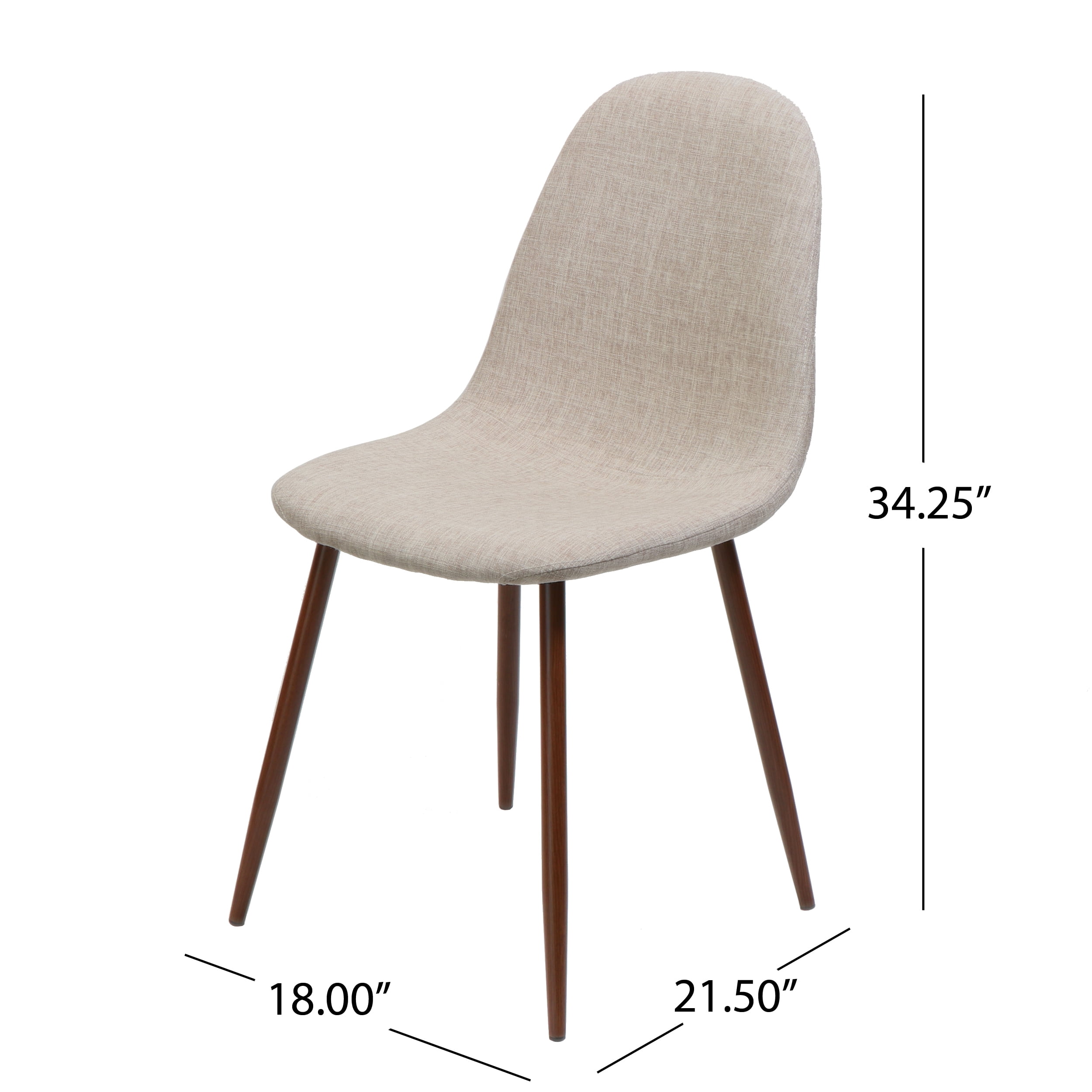 Noble House Samir Indoor Mid Century Fabric Dining Chairs, Set of 2, Wheat