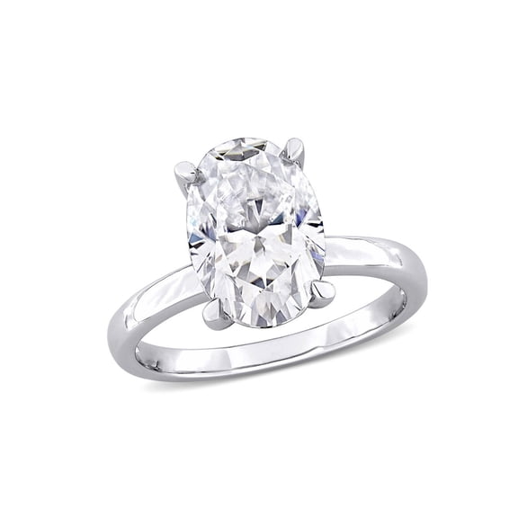 4.50 Carat (Ctw) Lab-Created Oval Solitaire Moissanite Engagement Ring in Sterling Silver for Women