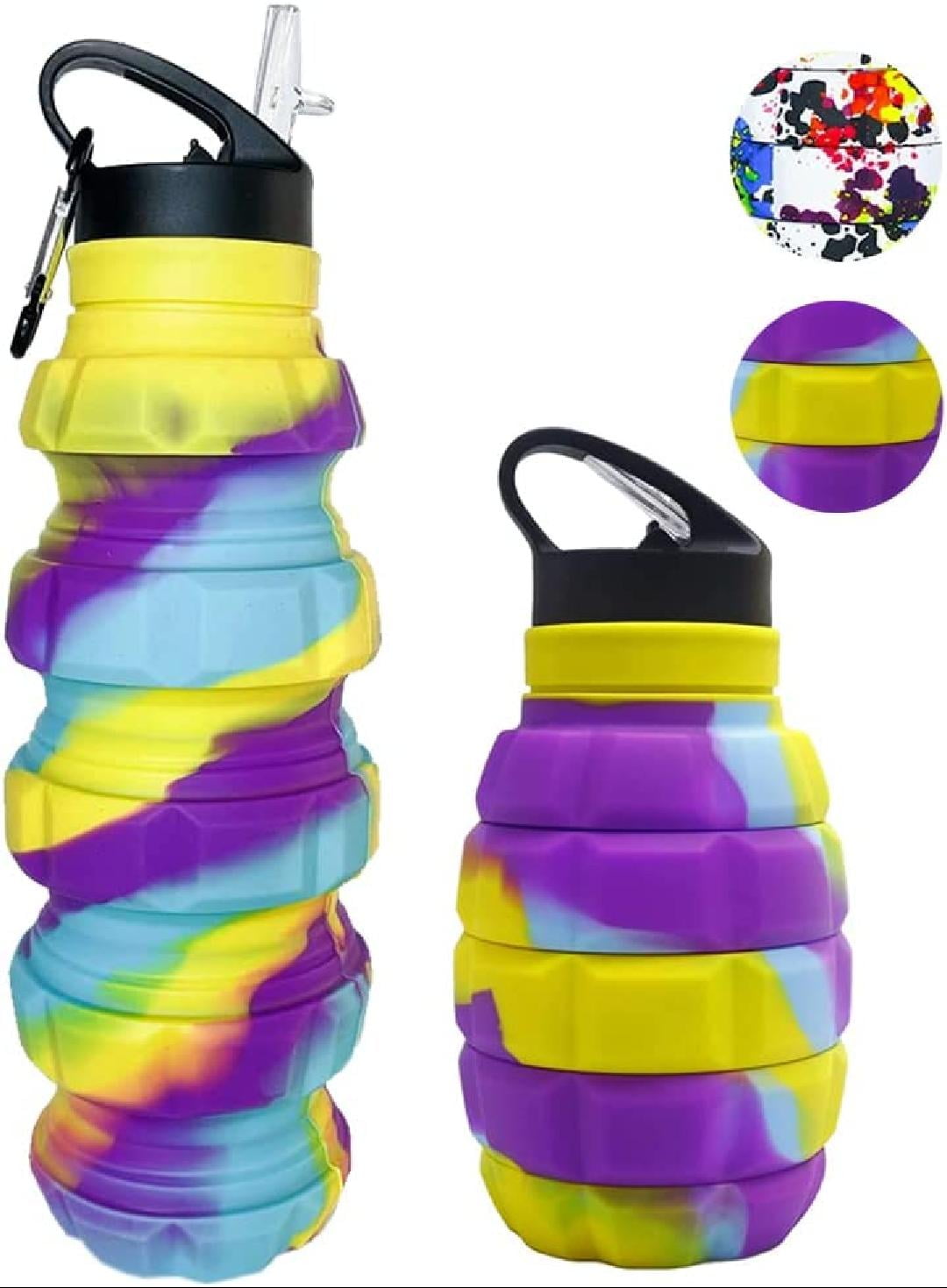 Collapsible Water Bottles with Carabiner, Patriotic Portable 20oz