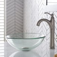 thumbnail image 3 of KRAUS 14-inch Clear Glass Bathroom Vessel Sink and Riviera? Faucet Combo Set with Pop-Up Drain, Satin Nickel Finish, 3 of 11