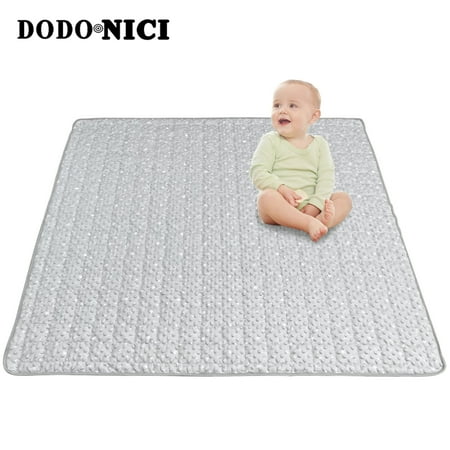 DODO NICI Mats for infant Playpens, 47x47inch, dotted velvet, thick padded, Grey