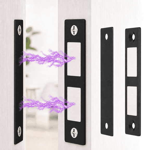 JOWBOOW Heavy Duty Ultra Thin Magnetic Steel Cabinet Catch Hardware 2-pack Black