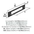 thumbnail image 5 of Amerock Medora 7-9/16 inch (192mm) Center-to-Center Rectangle Matte Black Cabinet Pull Backplate, 5 of 6