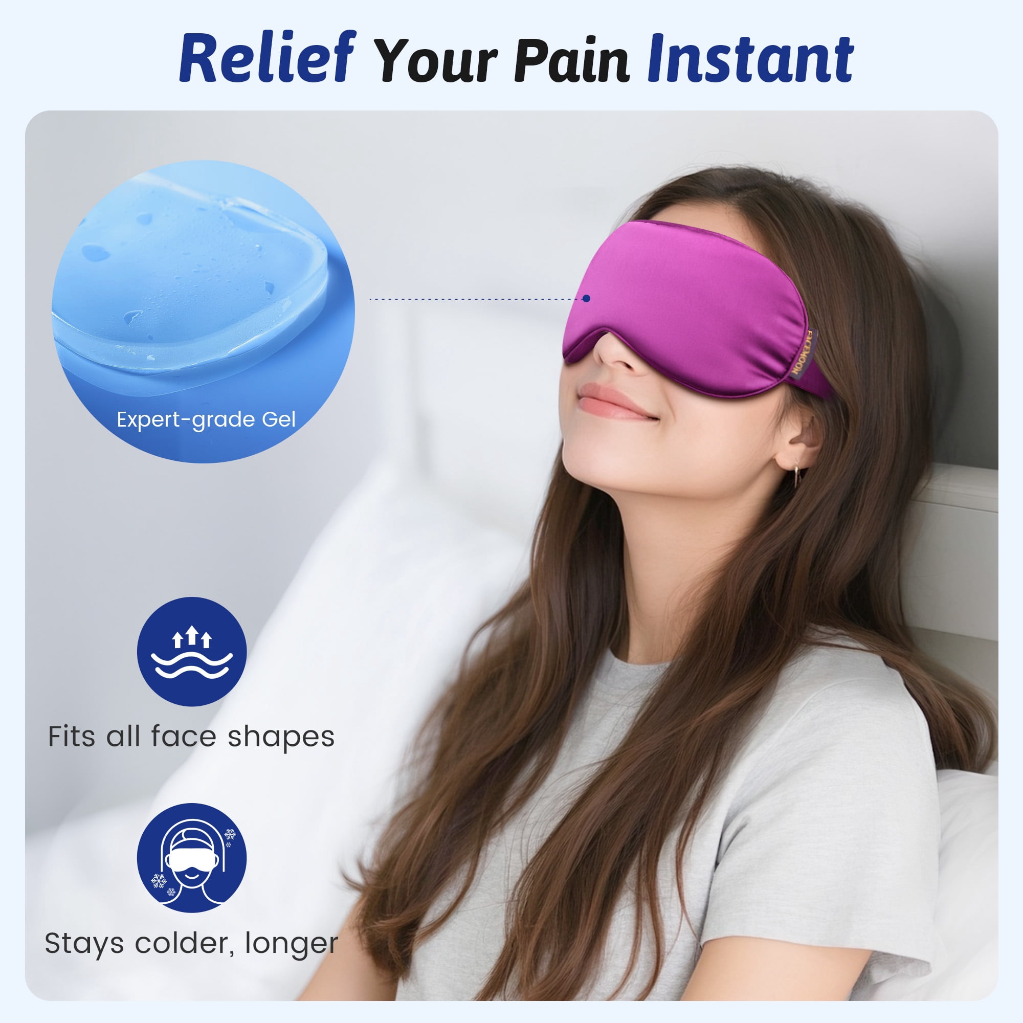 FACEMOON 2 pack adult cooling gel sleep mask for reduce puffiness dry eye relief home women men