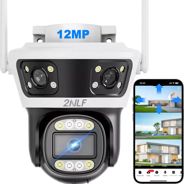 2nlf® 12mp Cámara De Seguridad Exterior 3 Lentes 3 Pantalla Zoom Digital 10x D479