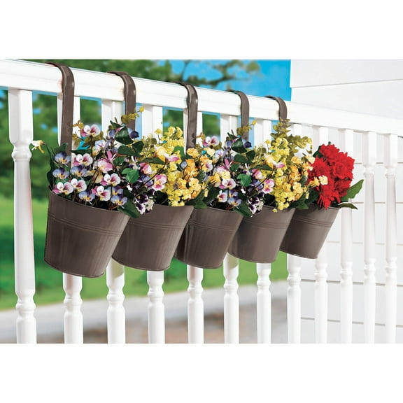 BrylaneHome Hanging Planters, Set of 5 Five, Bronze Brown