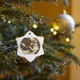 thumbnail image 7 of 3drose, Print of Photo of Girl on Old Typewriter with Pet, 3 inch Snowflake Porcelain Ornament, 7 of 7