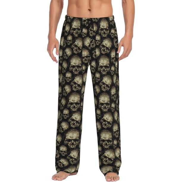 Balery funny Retro Skull Pantalones de pijama para hombre, pijama ultraligero, pantalón de descanso-3X-Large
