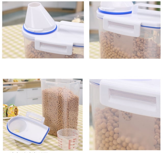 Rice Container Bin With Pour And Measuring Cup, Rice Dispenser, Cereal Dry Storage Airtight Bin, Transparent Grain Storage Box For Kitchen, Oatmeal, Grain, Flour