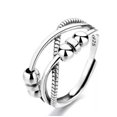 thumbnail image 5 of HOOUN 925 Silver Adjustable Anxiety Ring Relieve Fidget Spinner Worry Beads Meditation-Adjustable-Style 13, 5 of 8