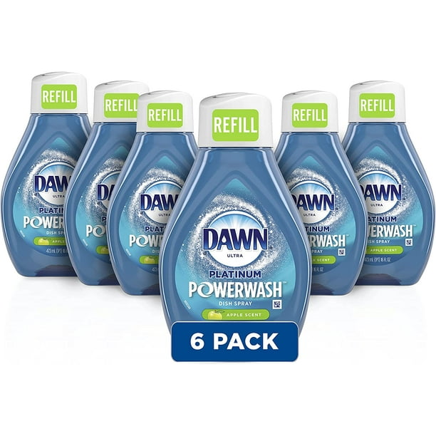 Dawn Platinum Powerwash Dish Spray, Dish Soap, Apple Scent Refill, 16oz (Pack of 6)