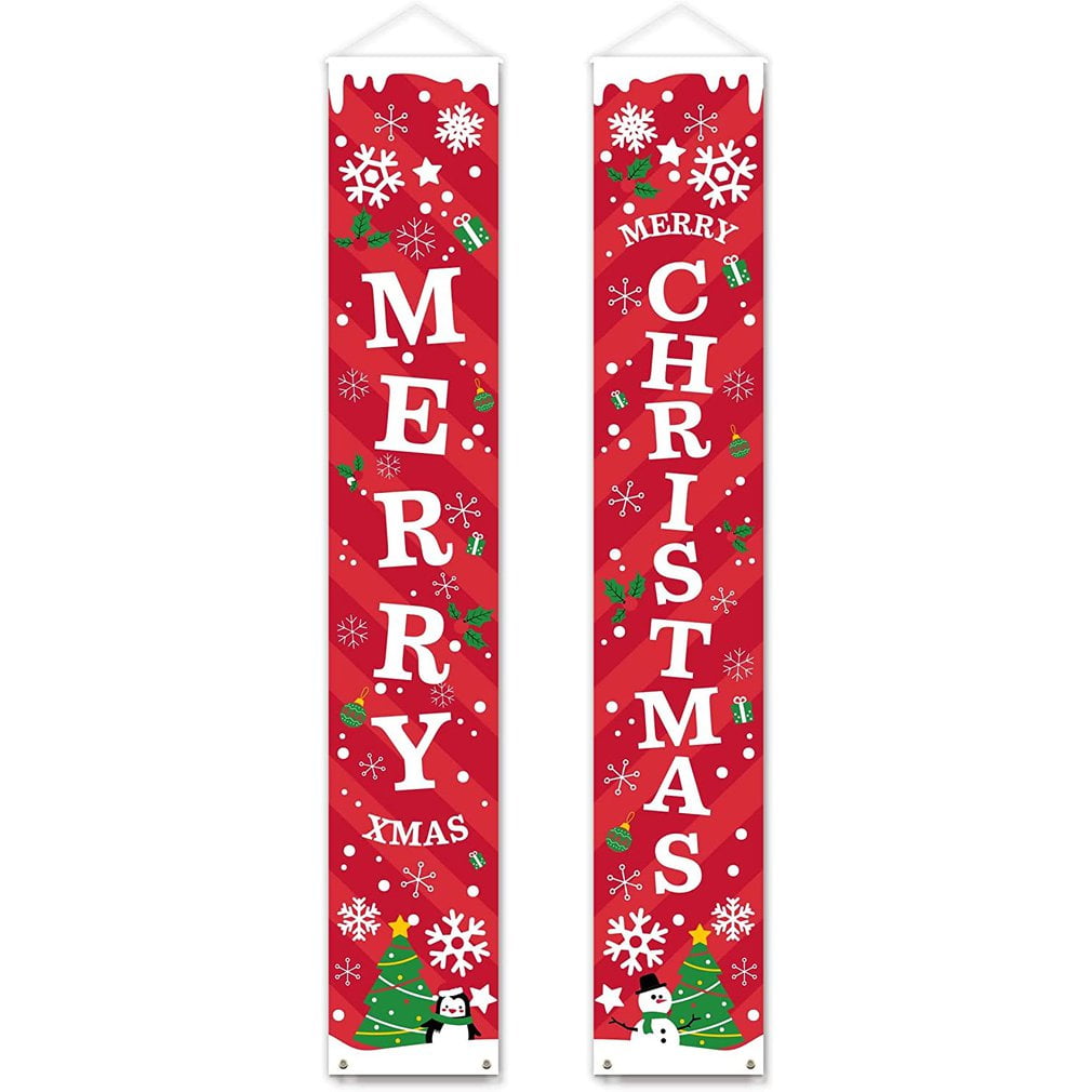 2022 New Merry Christmas Banner Front Porch Door Decor Christmas Decor Red Christmas City Country Outdoor Wall Hanging Sign - Walmart.com