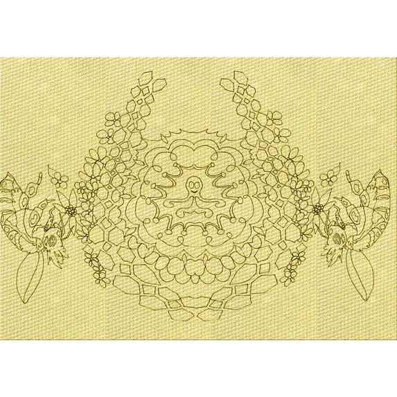 Ahgly Company Machine Washable Indoor Rectangle Transitional Sun Yellow Area Rugs, 8' x 12'