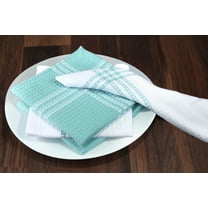 Urban Villa Dish Cloths Waffle Dish Cloths for Kitchen Aqua/White Color Set of 4 Quick Drying Dish Cloths Highly Absorbent Cotton Size 12X12 Inches with Mitered Corners Kitchen Dish Towels