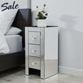 thumbnail image 3 of Tcbosik Mirrored 3-Drawer Nightstand - Elegant Silver Storage Bedside Table with Crystal Knobs, Easy Assembly, 11.81"L x 11.81"W x 23.62"H, 3 of 10