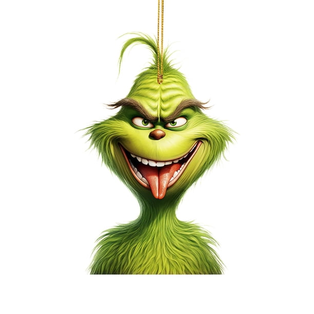 Adornos de Grinch para árbol de Navidad Colgante de acrílico verde de dibujos animados Colgante de árbol navideño Accesorio colgante para automóvil Decoración para interiores y exteriores Grinch navid