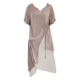 thumbnail image 4 of Robes pour Femmes Col en V Manches Courtes 2 Pcs Robe Asymétrique Fête Mariage Soirée, 4 of 5
