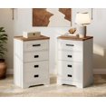thumbnail image 1 of WAMPAT 2 Pack High Nightstand, 3-Drawer Side Table, Bedroom Living Room Office End Table, Rustic White, 1 of 7