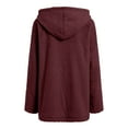 thumbnail image 5 of felwors Women's Sherpa Hooded Jacket - Fuzzy Fleece Zip Up Coat with Pockets, Casual Warm Outerwear for Winter Wine, L, 5 of 7