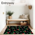 thumbnail image 3 of ODIKA 2'x3' Machine Washable Non-Slip Area Rug, Mistletoe Holly Berry Entrance Greeting Layered Arrangement High Traffic Rug with Pad, Black, 652899, 3 of 8