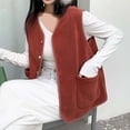 thumbnail image 3 of Lmnyox Sherpa Fleece Vest for Women Fashion Sleeveless Button Down Vest Outerwear Solid Thermal Casual Vest, 3 of 6