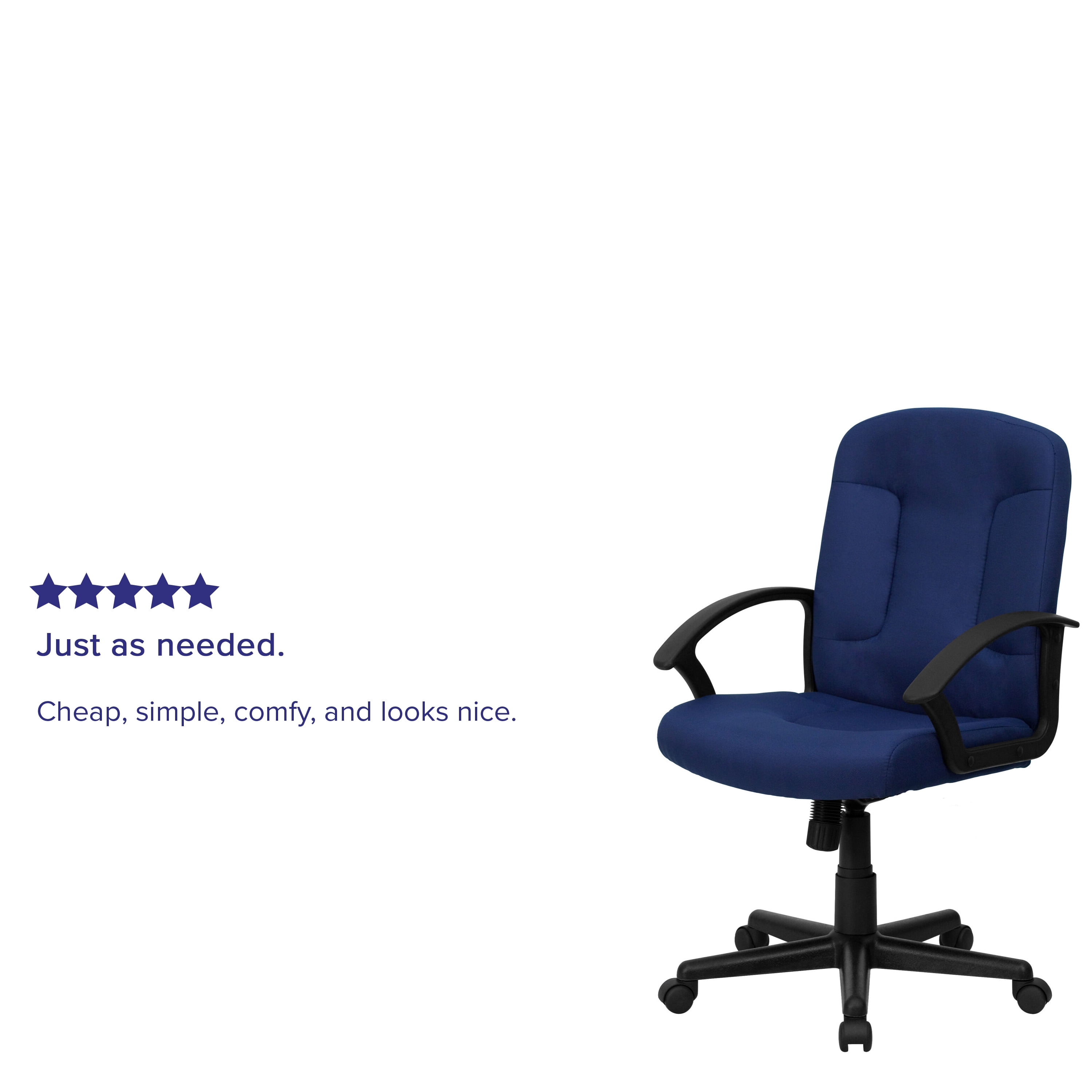 Emma + Oliver Mid-Back Navy Fabric Executive Swivel Office Chair with Nylon Arms