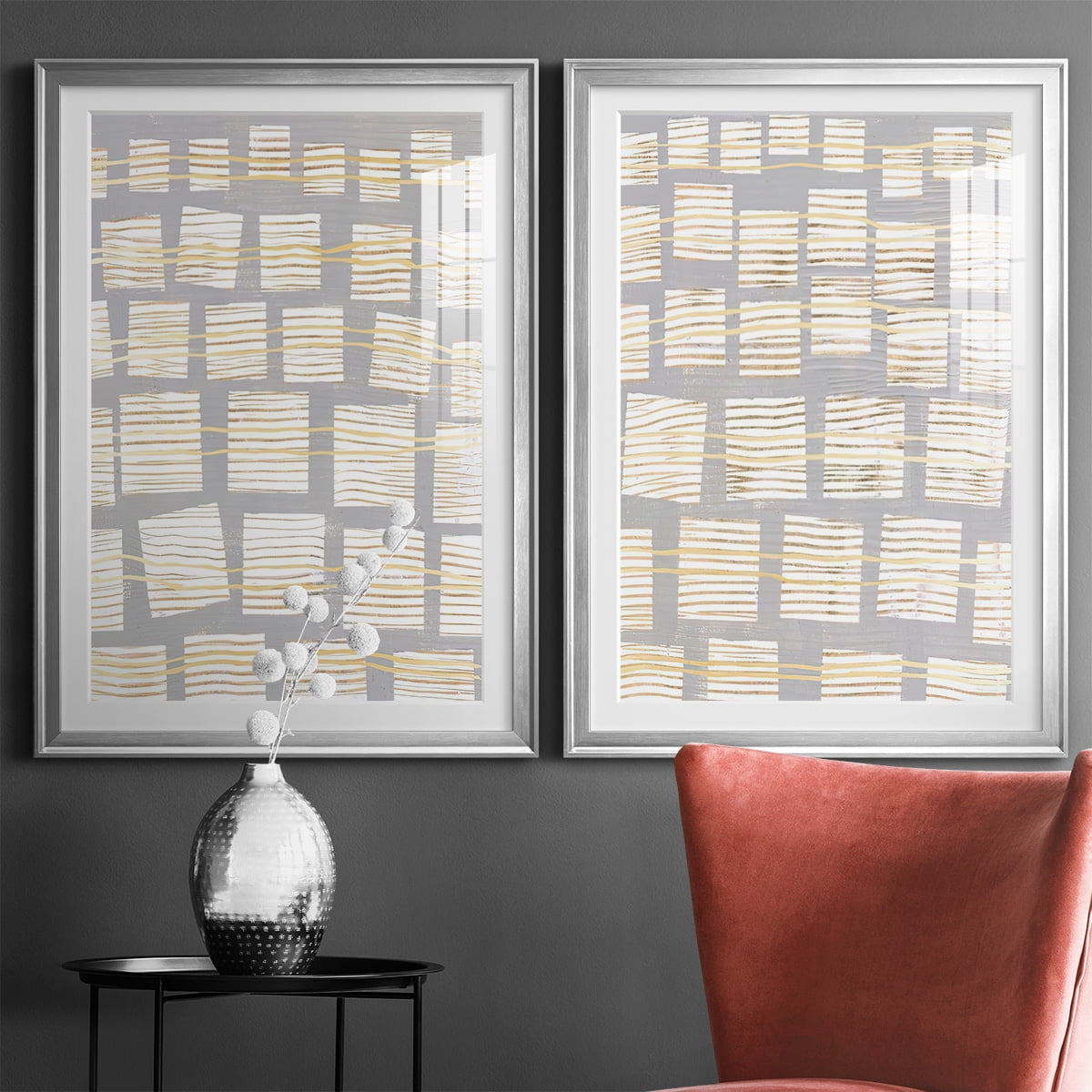Wexford Home Networks I Premium Framed Print, 30.5" x 42.5" - Ready to Hang, Silver (Set of 2)