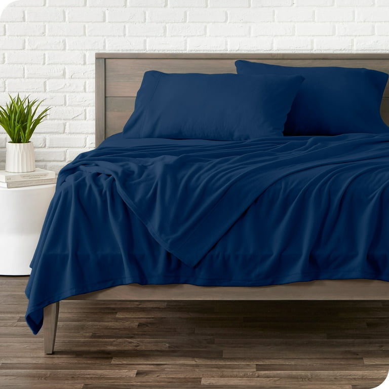 Bare Home Cozy Fleece Sheet Set Extra Plush Polar Fleece Deep Pocket California King Dark Blue Walmart