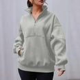 thumbnail image 4 of RYRJJ Women's Half Zip Oversized Sweatshirts Fleece Stand Collar Long Sleeve Thumb Hole Pullover Hoodie Fall Workout Jacket with Pocket(Gray,XL), 4 of 7