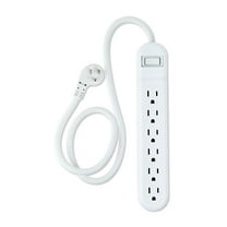 onn. 6-Outlet Surge Protector, 2 Pack, 2.5ft Power Cord, White