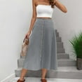thumbnail image 6 of Kaemgyyd Midi Skirts for Women Summer High Waisted Button up A-Line Skirt Casual Solid Color Flowy Long Skirts for Women, 6 of 7