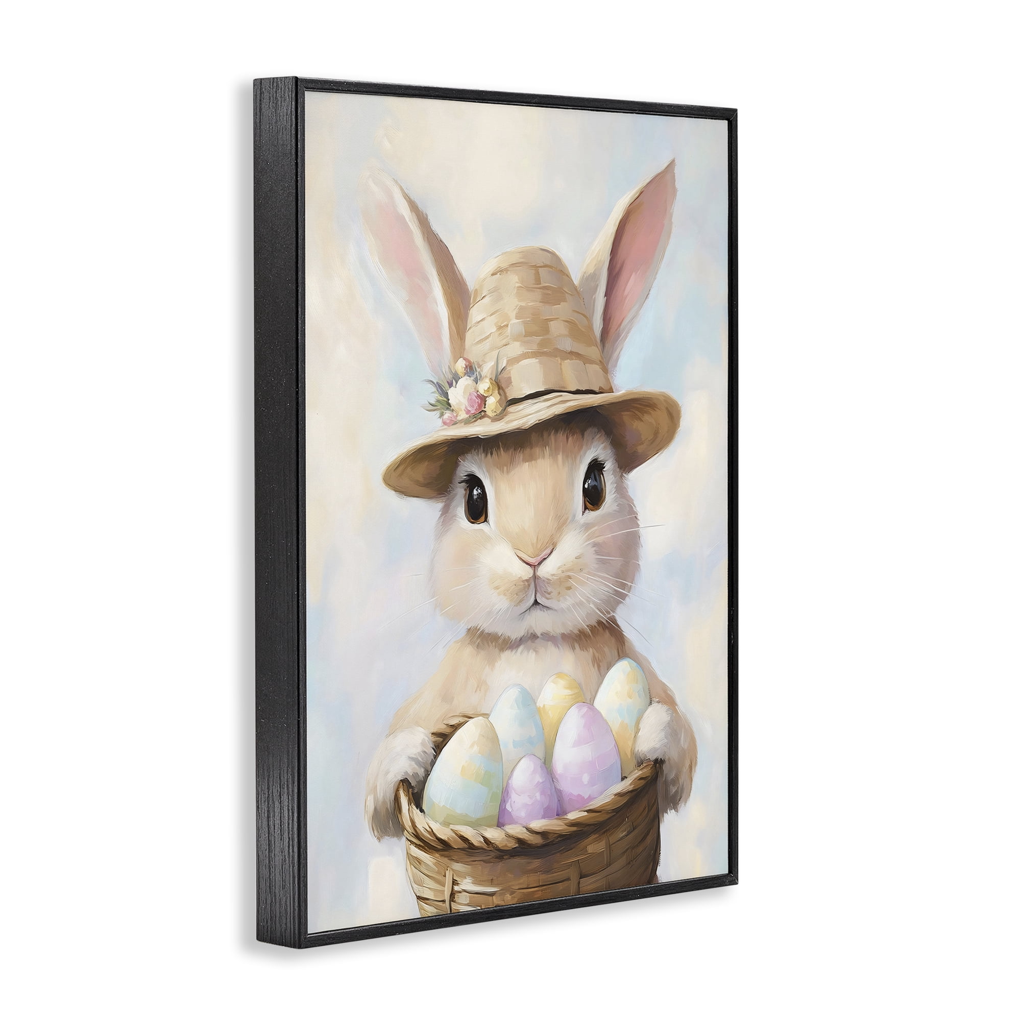 Stupell Industries Bunny with Easter Egg Basket Black Framed Giclee Art, design by The Prints Vibe