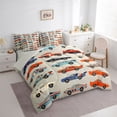 thumbnail image 2 of Castle Fairy Vintage Racing Car Bedding Comforter Set 7pcs for Teens, Classic Muscle Vehicle Queen Bedding Sets for Bedroom, Red Blue,Grey Reversible, 2 of 7