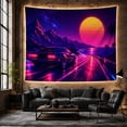 thumbnail image 6 of Neon Sports Car on Coastal Road with Mountains, Nostalgic Retro-Futuristic Poster for Men, Vaporwave Scene Wall Art Decor, Birthday Gift, Tapestry Wall Hanging for Dorm Room and Bedroom, 6 of 7