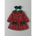 thumbnail image 6 of Gzhioc Toddler Baby Girls Christmas Dress 6 9 12 18 24 Months 2T 3T Long Sleeve Doll Collar A-line Dress with Headband, 6 of 9