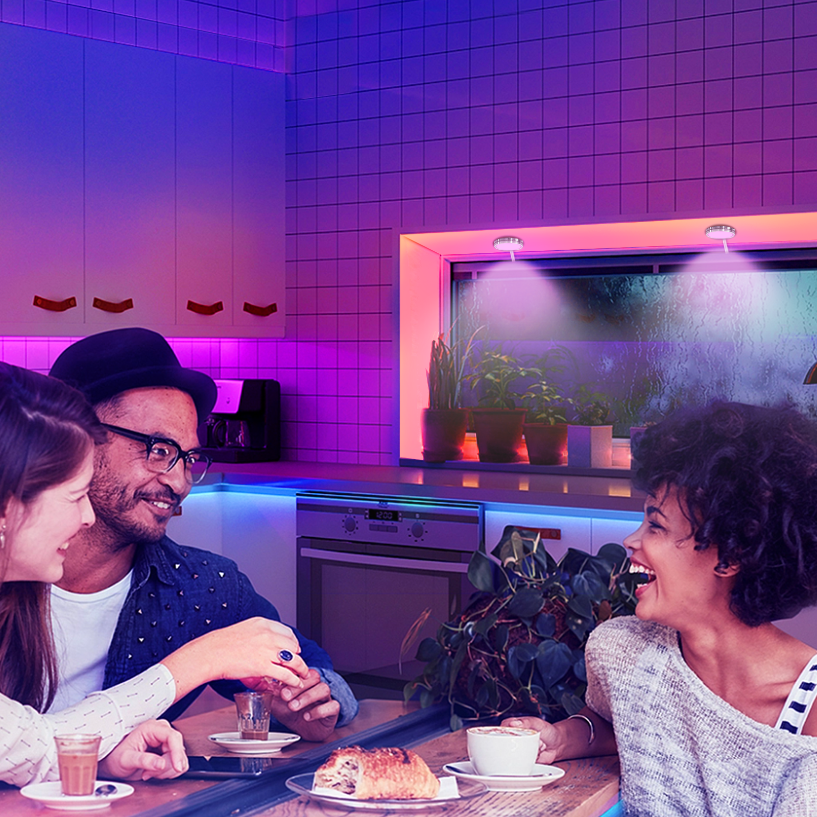 LED Under Cabinet Color Changing Puck Lights with Remote for Kitchen 20 Static Colors and 6 Dynamic Modes（12 Pack）