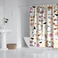thumbnail image 2 of Retro Horror Themed Artwork Shower Curtain Cute Ghost Pumpkin Illustration Quick-Dry,72x84 inch Shower Curtain, 2 of 6