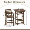 thumbnail image 3 of Costway 3-Piece Patio HDPE Bar Set Armchairs with Square High-Top Table Footrest Backrest Brown, 3 of 10