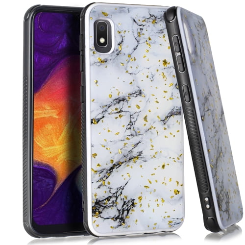 For Samsung Galaxy A10E Case - Wydan Hybrid Shockproof Protective Marble Gold Flake Hard Phone