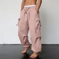 thumbnail image 5 of Men's Casual Cargo Pants Joggers Trousers Drawstring Elastic Waist Straight Leg Loose Fit Quick Dry Lightweight Breathable Versatile Function Pockets Daily Streetwear Athletic, 5 of 8