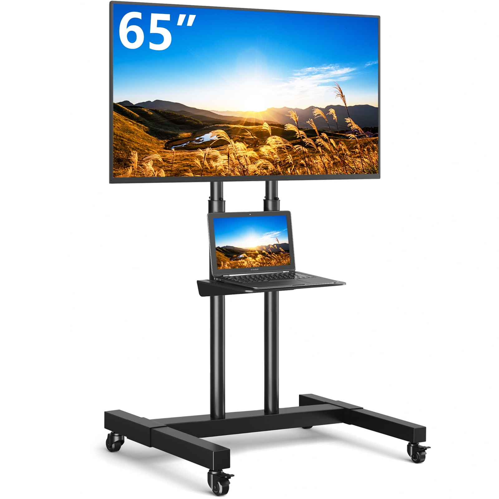 13-42 inch Rolling TV Cart Stand w/ locable wheels for Flat Screen Curved TVs 