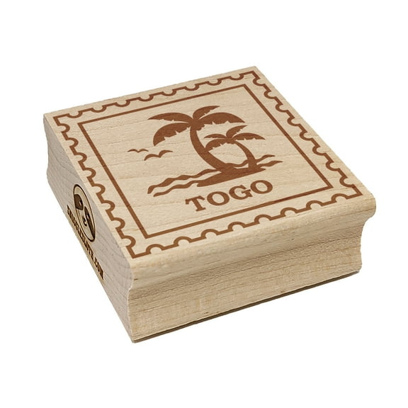 Togo Travel Palm Tree Beach Ocean Waves Square Rubber Stamp Stamping Scrapbooking Crafting - Small 1.25in