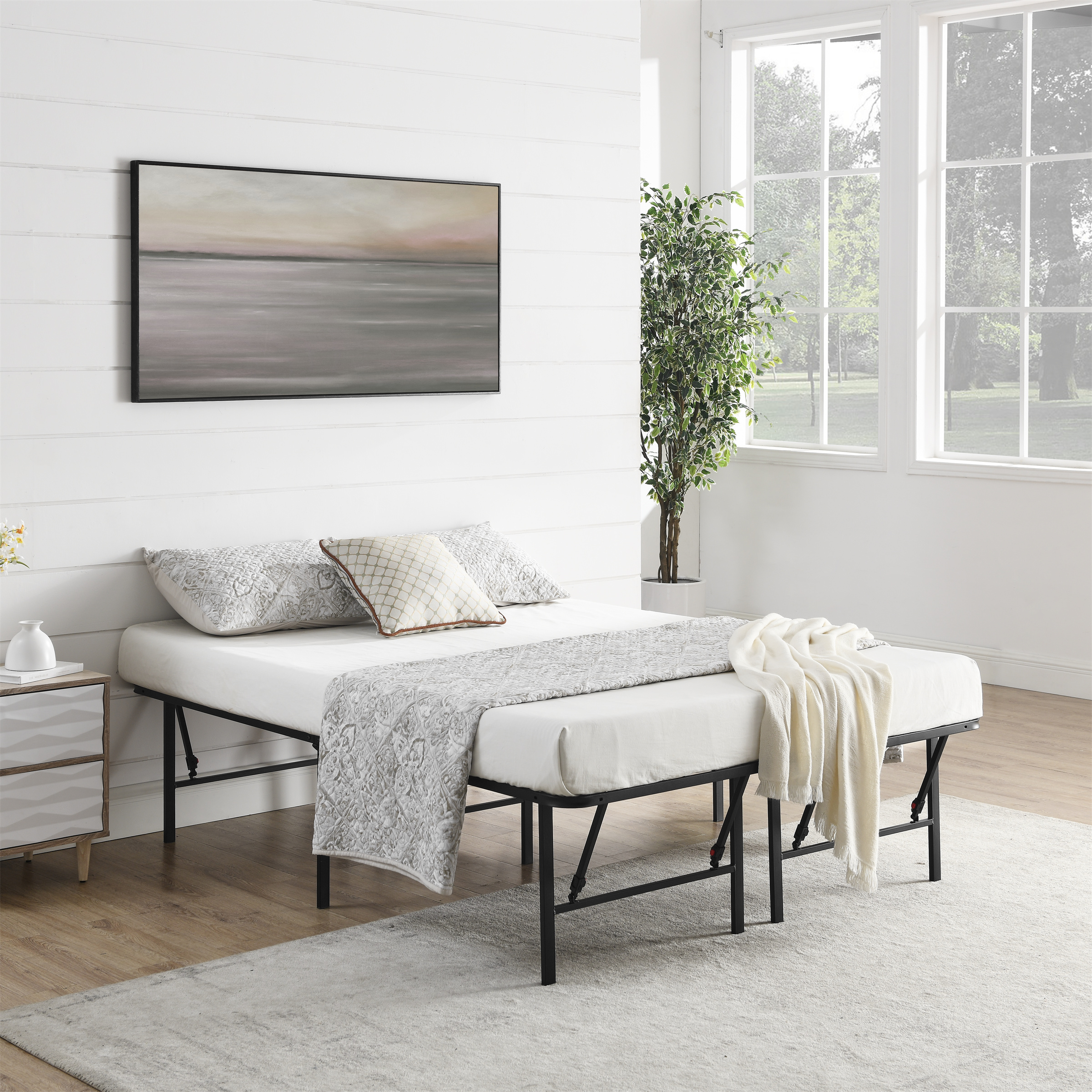 Mainstays Full 18" High Profile Foldable Steel Bed Frame, Black photo 7