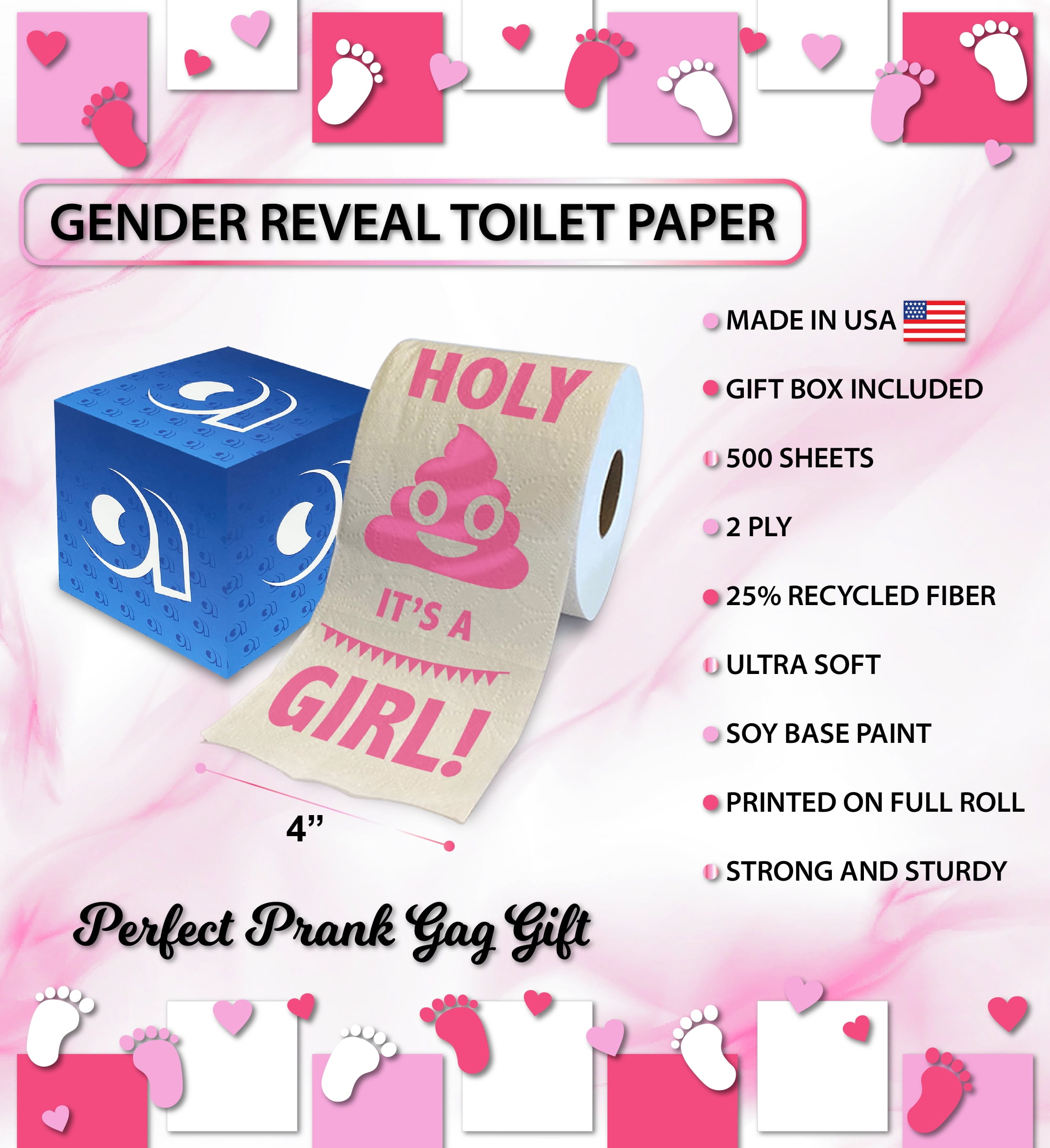 Printed TP Holy Poop It's a Girl! Printed Toilet Paper Gag Gift – Funny  Roll for Girl Baby Shower Party Favors, Prank, Gender Reveal, Novelty  Surprise