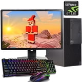Dell Gaming PC Tower Intel Core i5 Processor 16GB Memory 2TB HDD and a 128GB SSD Nvidia GT730 Graphics Wi-Fi DVD with a 22" LCD Monitor - Renewed Windows 10 Computer